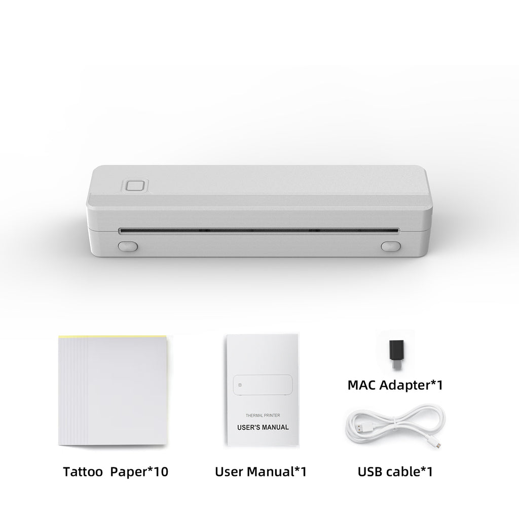Tattoo template printer, wireless thermal tattoo printer, includes 20 transfer sheets, compatible with Android and iOS phones/tablets and PCs, suitable for tattoo artists and beginners (black).